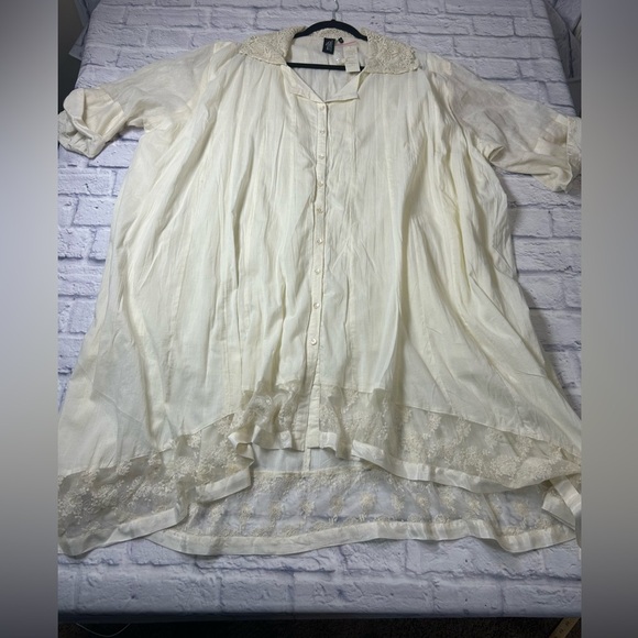MIB Making it Big Beautiful Ivory Lace Collar Blouse/Tunic. Size 2X - Picture 4 of 10